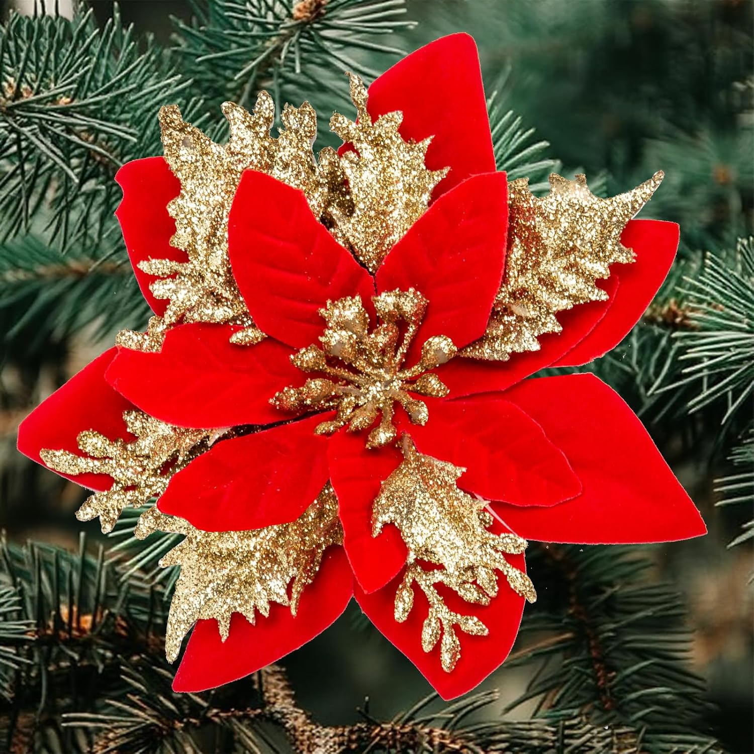 Christmas Tree Artificial - Artificial Glitter Christmas decoration Flowers for