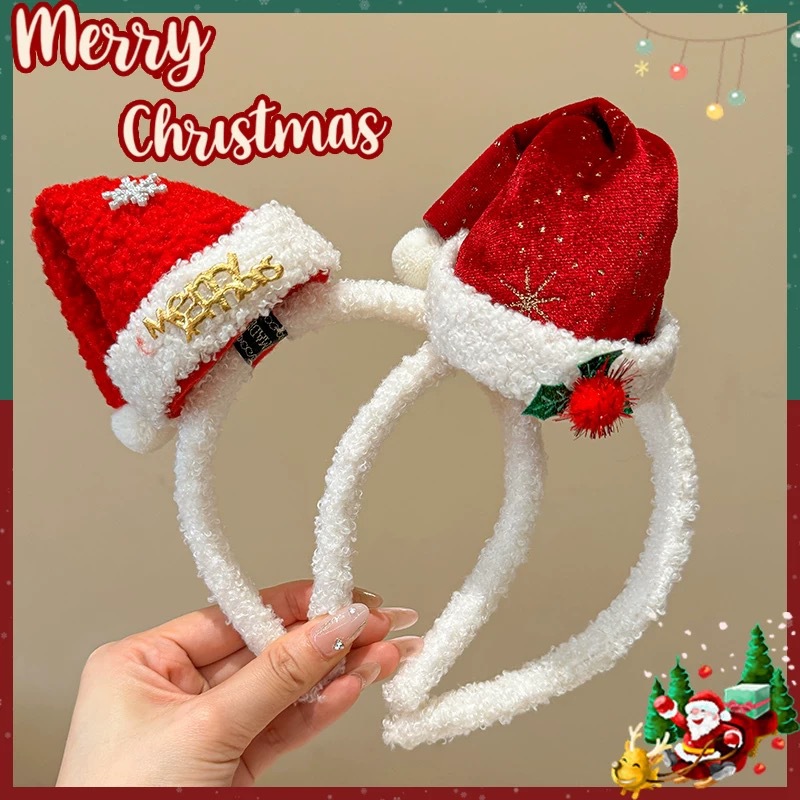 Christmas Headband Plush Santa - Santa Hat Plush ulasan dan harga