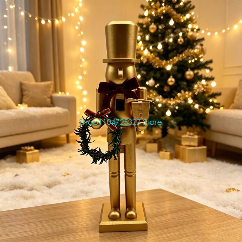 D8KF Christmas Wooden Gold Nut - Nutcracker Figurine ulasan dan harga