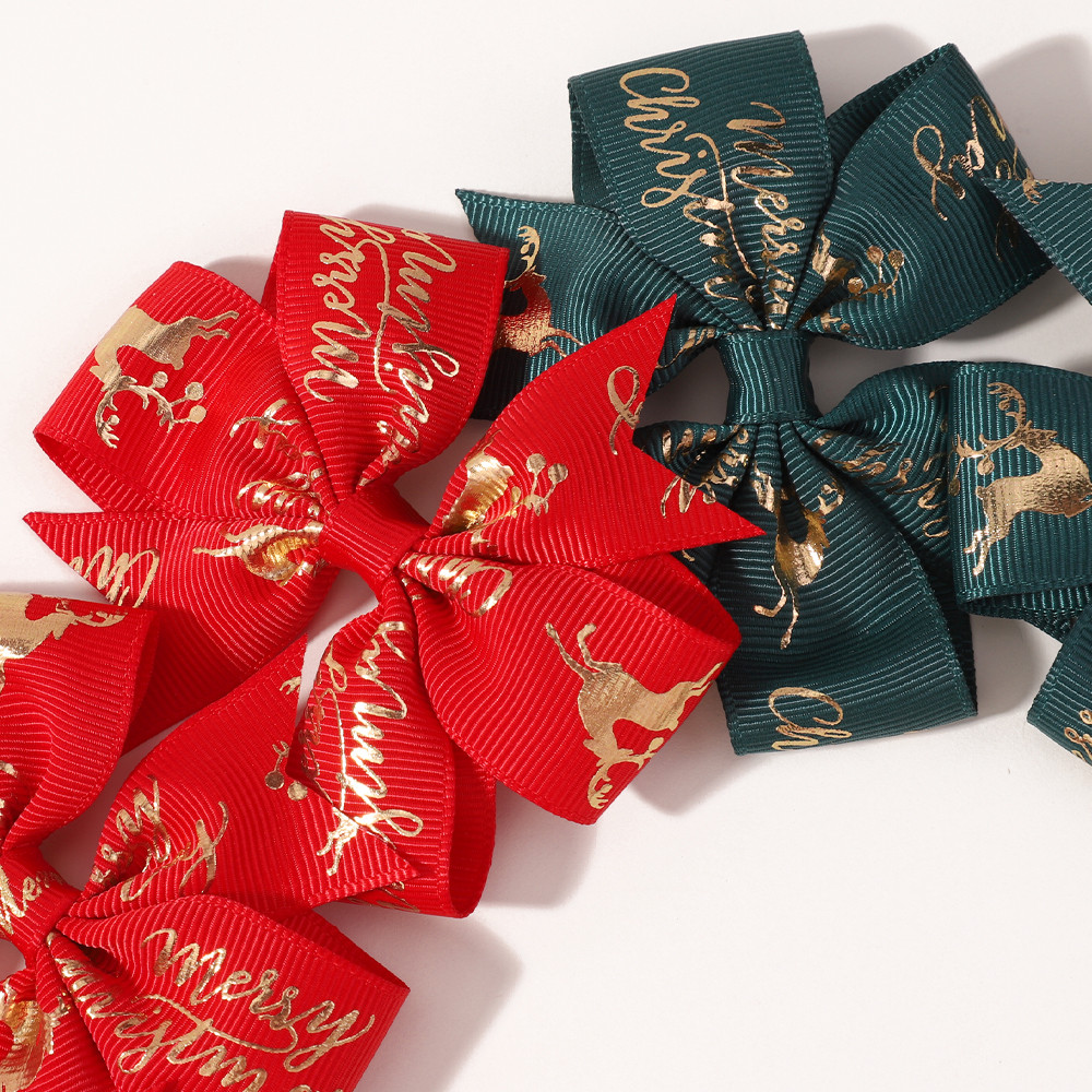 2pcs Christmas Hair Bows Clips - Ribbon Bow Gift ulasan dan harga